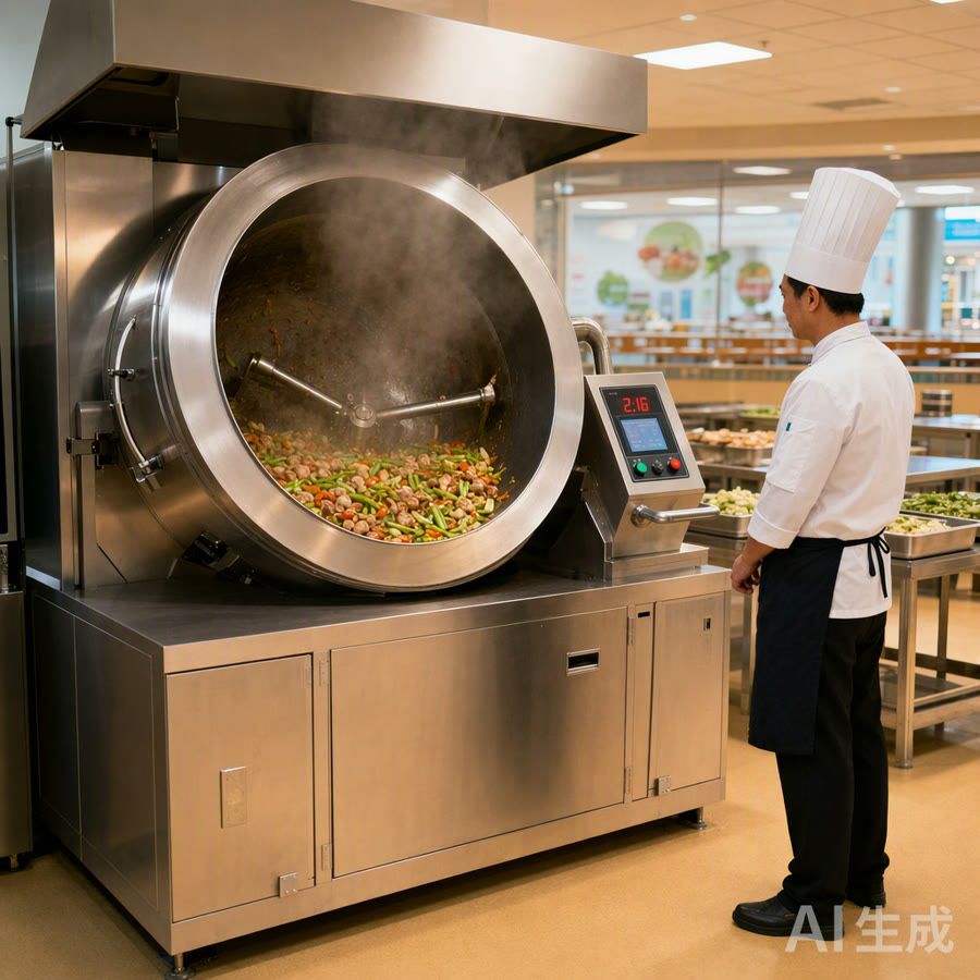 食堂后厨自动炒菜机工作场景 食堂后厨自动炒菜机工作场景
